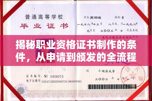 泸水揭秘职业资格证书制作的条件，从申请到颁发的全流程解析